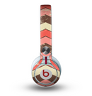 The Scratched Coral & Brown Layered Chevron V4 Skin for the Beats by Dre Mixr Headphones