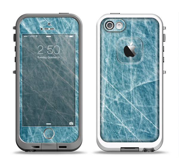 The Scratched Iced Surface Apple iPhone 5-5s LifeProof Fre Case Skin Set