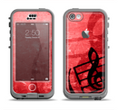 The Scratched Red Surface with Black Music Note Apple iPhone 5c LifeProof Nuud Case Skin Set