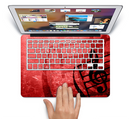 The Scratched Red Surface with Black Music Note Skin Set for the Apple MacBook Pro 15" with Retina Display