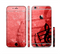 The Scratched Red Surface with Black Music Note Sectioned Skin Series for the Apple iPhone 6 Plus