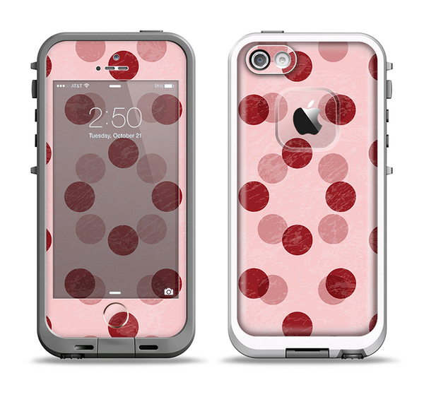The Scratched & Scatterd Pink Polkadots Apple iPhone 5-5s LifeProof Fre Case Skin Set