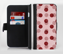 The Scratched & Scatterd Pink Polkadots Ink-Fuzed Leather Folding Wallet Credit-Card Case for the Apple iPhone 6/6s, 6/6s Plus, 5/5s and 5c