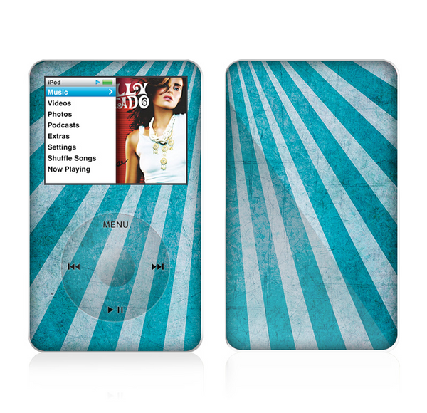 The Scratched Striped Blue Rays Skin For The Apple iPod Classic