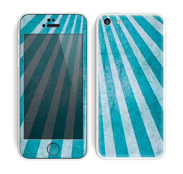The Scratched Striped Blue Rays Skin for the Apple iPhone 5c
