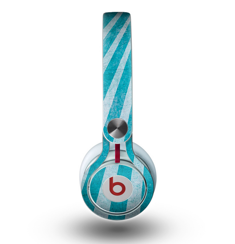The Scratched Striped Blue Rays Skin for the Beats by Dre Mixr Headphones