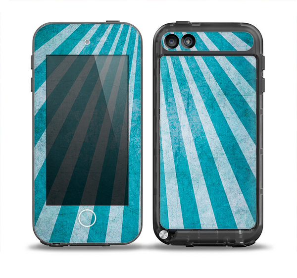 The Scratched Striped Blue Rays Skin for the iPod Touch 5th Generation frē LifeProof Case