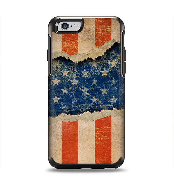 The Scratched Surface Peeled American Flag Apple iPhone 6 Otterbox Symmetry Case Skin Set