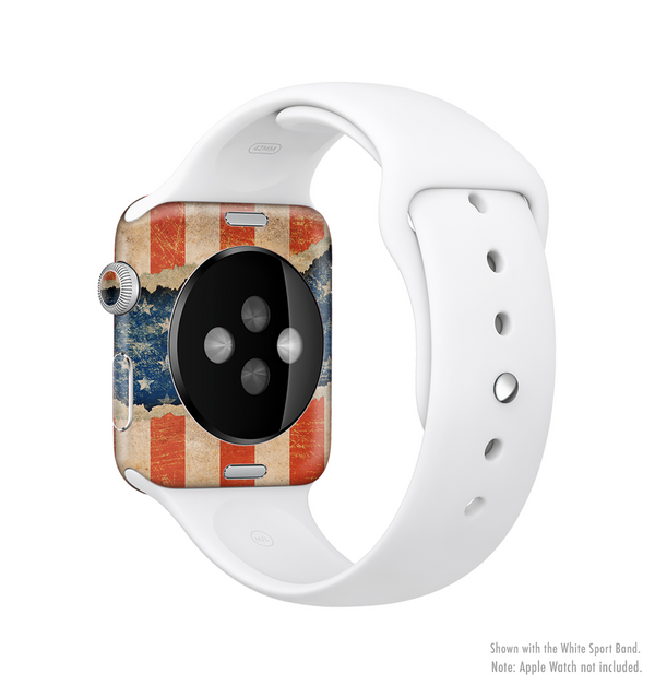 The Scratched Surface Peeled American Flag Full-Body Skin Set for the Apple Watch