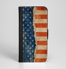 The Scratched Surface Peeled American Flag Ink-Fuzed Leather Folding Wallet Case for the iPhone 6/6s, 6/6s Plus, 5/5s and 5c