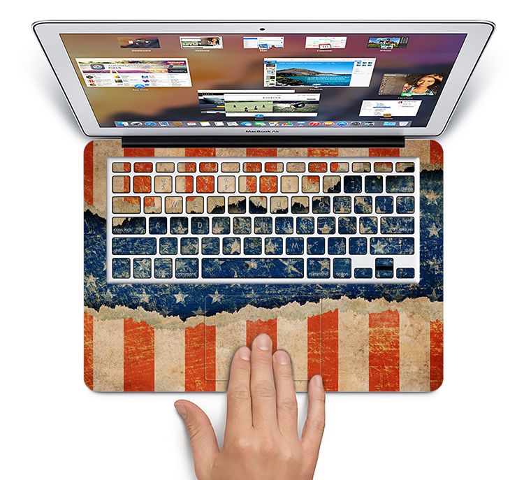 The Scratched Surface Peeled American Flag Skin Set for the Apple MacBook Air 11"
