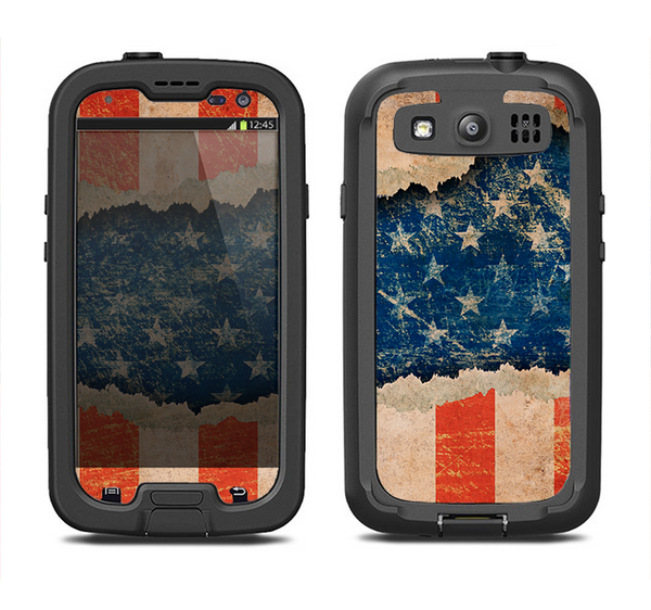 The Scratched Surface Peeled American Flag Samsung Galaxy S3 LifeProof Fre Case Skin Set