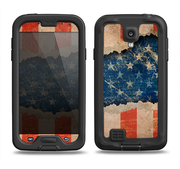 The Scratched Surface Peeled American Flag Samsung Galaxy S4 LifeProof Nuud Case Skin Set