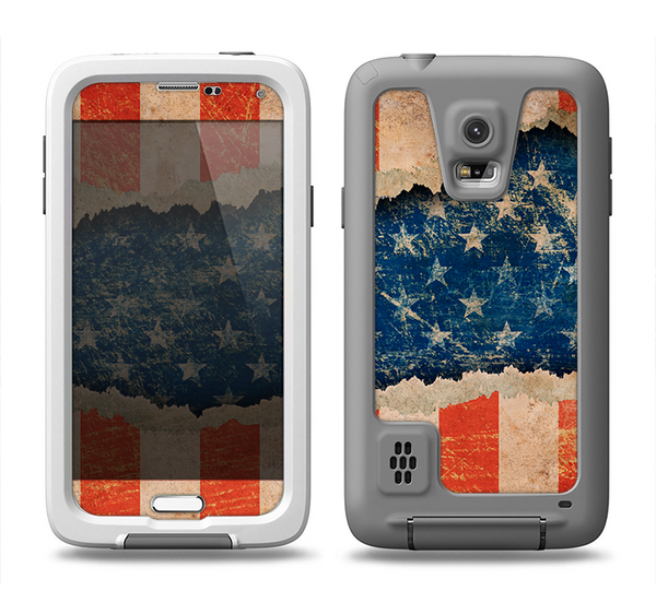 The Scratched Surface Peeled American Flag Samsung Galaxy S5 LifeProof Fre Case Skin Set