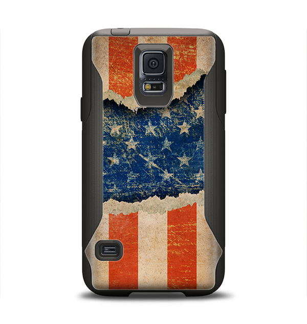 The Scratched Surface Peeled American Flag Samsung Galaxy S5 Otterbox Commuter Case Skin Set
