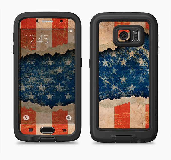The Scratched Surface Peeled American Flag Full Body Samsung Galaxy S6 LifeProof Fre Case Skin Kit