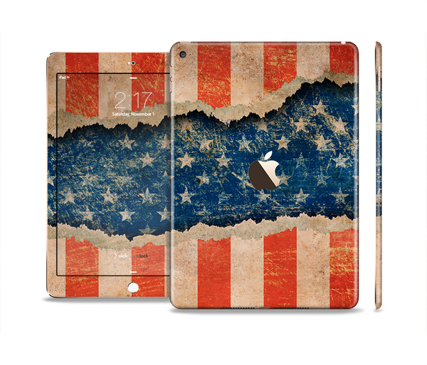The Scratched Surface Peeled American Flag Skin Set for the Apple iPad Pro