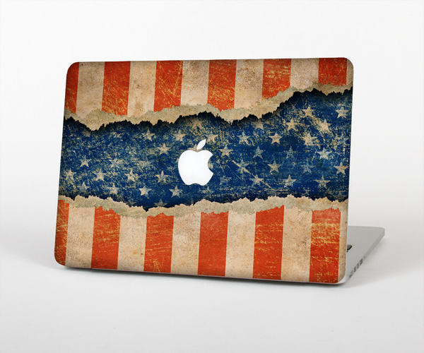 The Scratched Surface Peeled American Flag Skin Set for the Apple MacBook Pro 15"