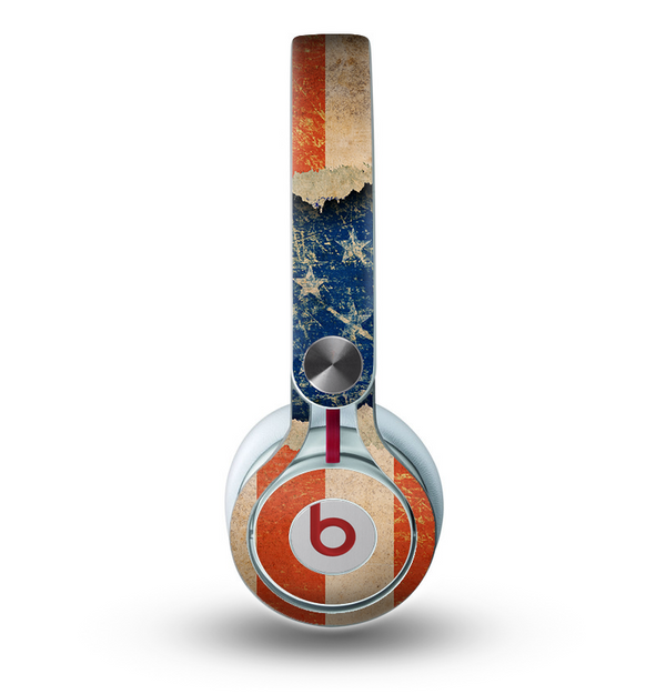 The Scratched Surface Peeled American Flag Skin for the Beats by Dre Mixr Headphones