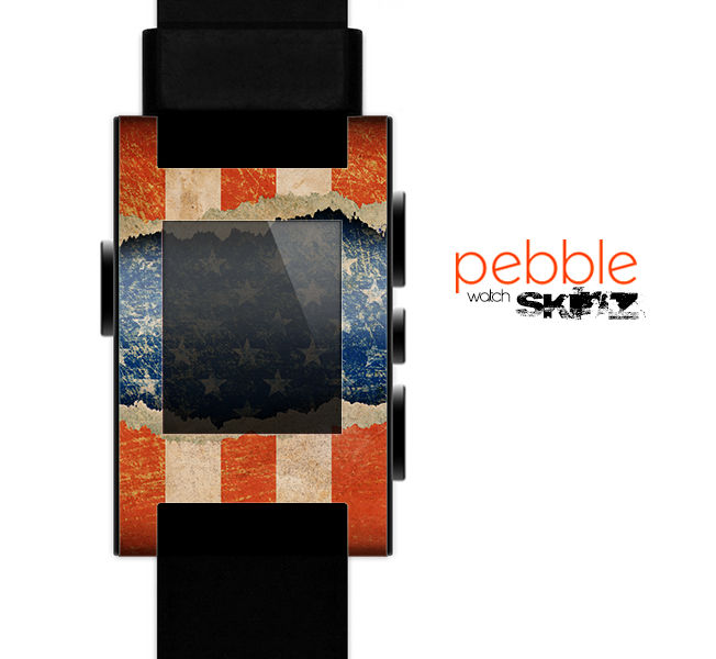 The Scratched Surface Peeled American Flag Skin for the Pebble SmartWatch