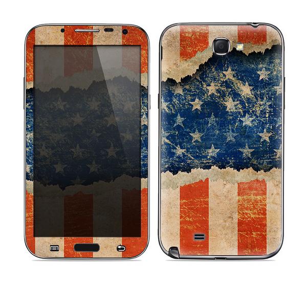 The Scratched Surface Peeled American Flag Skin for the Samsung Galaxy Note 2