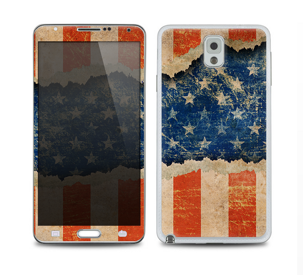 The Scratched Surface Peeled American Flag Skin for the Samsung Galaxy Note 3