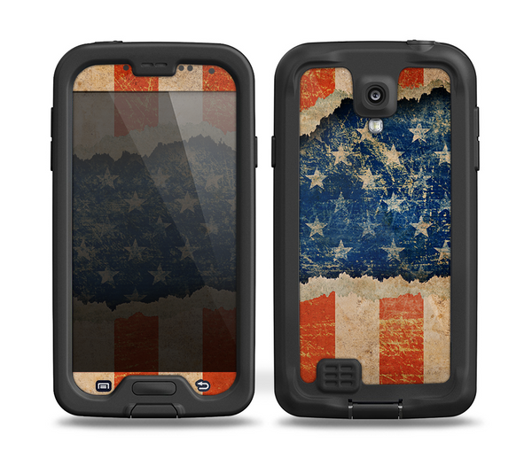 The Scratched Surface Peeled American Flag Skin for the Samsung Galaxy S4 frē LifeProof Case