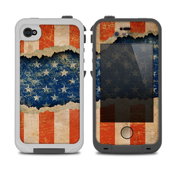 The Scratched Surface Peeled American Flag Skin for the iPhone 4-4s LifeProof Case