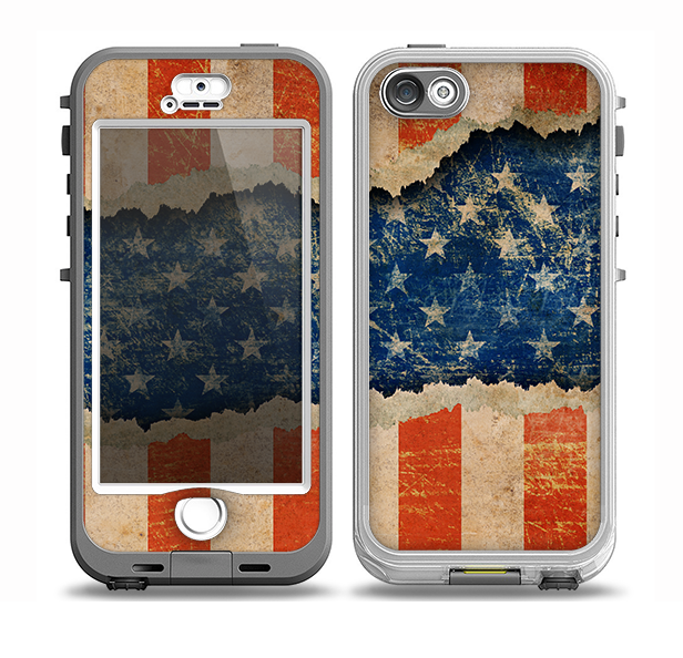 The Scratched Surface Peeled American Flag Skin for the iPhone 5-5s nüüd LifeProof Case