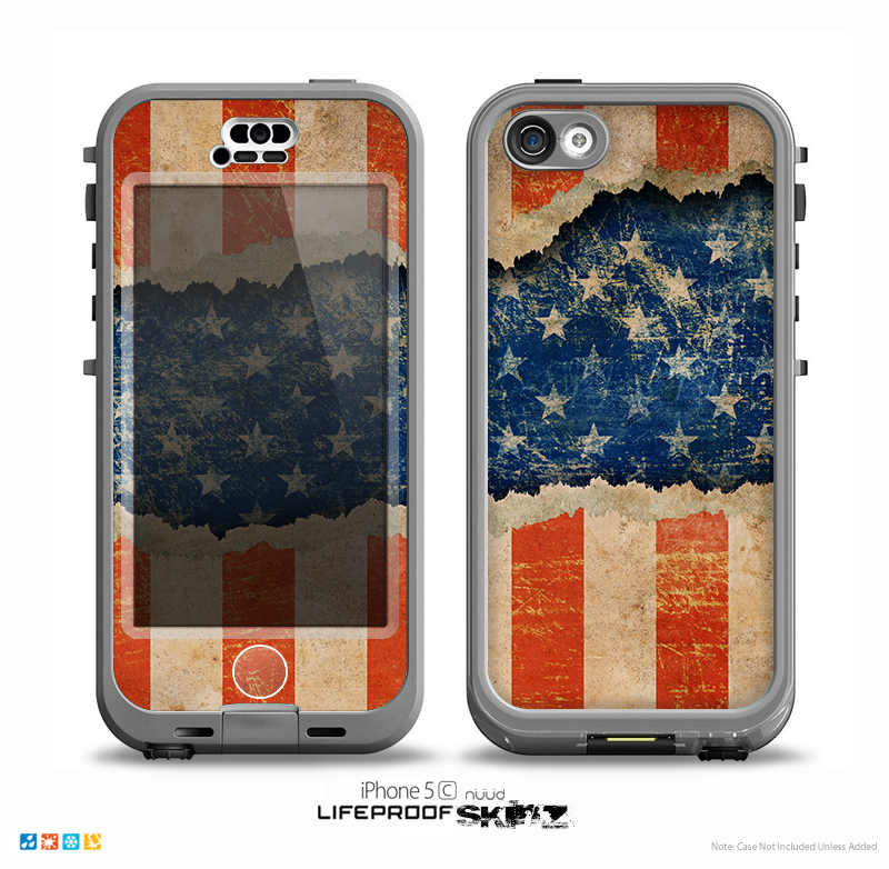 The Scratched Surface Peeled American Flag Skin for the iPhone 5c nüüd LifeProof Case