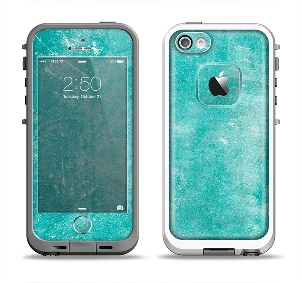 The Scratched Turquoise Surface Apple iPhone 5-5s LifeProof Fre Case Skin Set