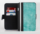 The Scratched Turquoise Surface Ink-Fuzed Leather Folding Wallet Credit-Card Case for the Apple iPhone 6/6s, 6/6s Plus, 5/5s and 5c