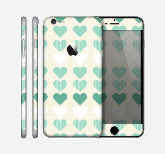 The Scratched Vintage Green Hearts Skin for the Apple iPhone 6 Plus