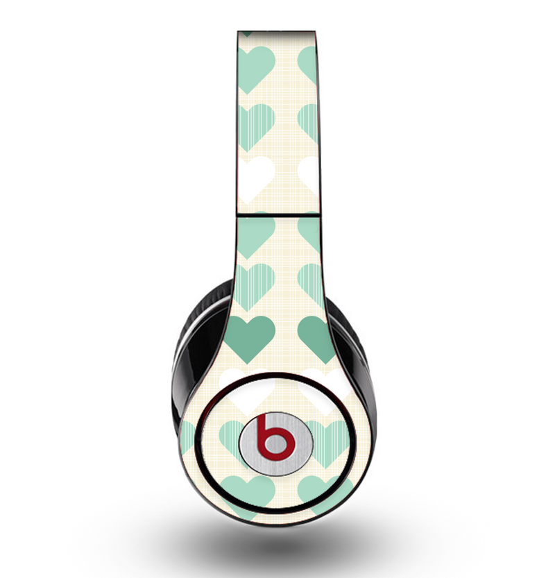 The Scratched Vintage Green Hearts Skin for the Original Beats by Dre Studio Headphones