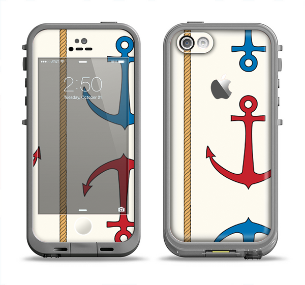The Scratched Vintage Red Anchor Apple iPhone 5c LifeProof Fre Case Skin Set
