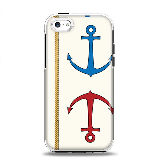 The Scratched Vintage Red Anchor Apple iPhone 5c Otterbox Symmetry Case Skin Set