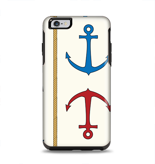 The Scratched Vintage Red Anchor Apple iPhone 6 Plus Otterbox Symmetry Case Skin Set