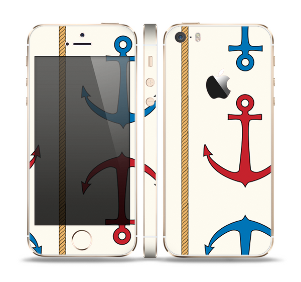 The Scratched Vintage Red Anchor Skin Set for the Apple iPhone 5s