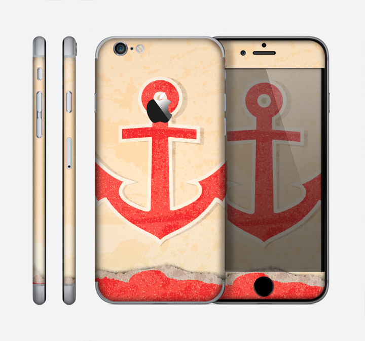The Scratched Vintage Red Anchor Skin for the Apple iPhone 6