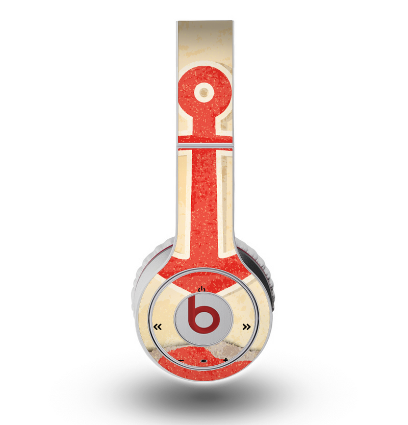 The Scratched Vintage Red Anchor Skin for the Original Beats by Dre Wireless Headphones