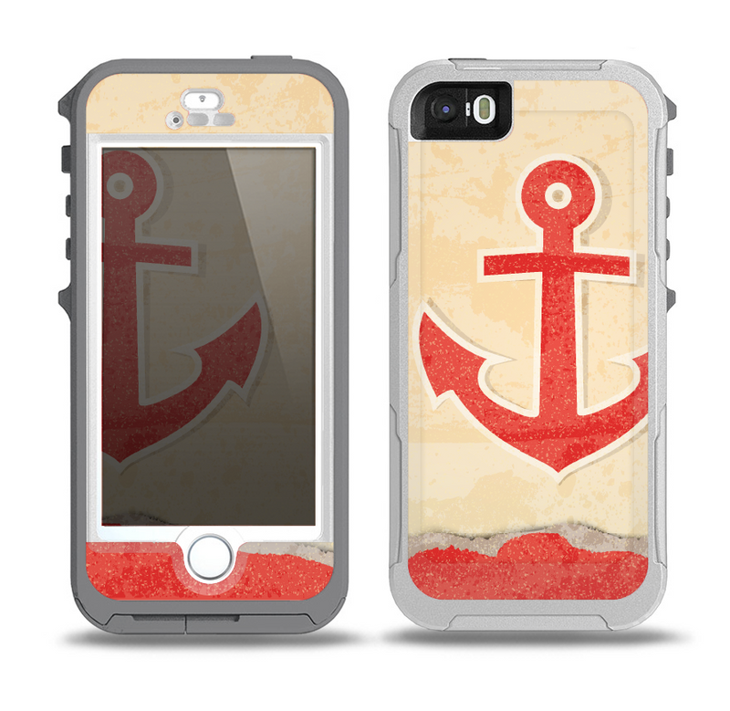 The Scratched Vintage Red Anchor Skin for the iPhone 5-5s OtterBox Preserver WaterProof Case