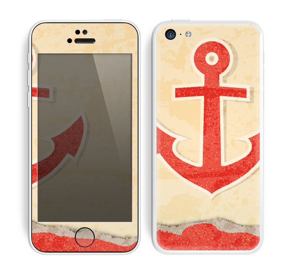 The Scratched Vintage Red Anchor copy Skin for the Apple iPhone 5c