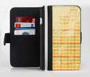 The Scratched Yellow Faded Plaid Ink-Fuzed Leather Folding Wallet Credit-Card Case for the Apple iPhone 6/6s, 6/6s Plus, 5/5s and 5c
