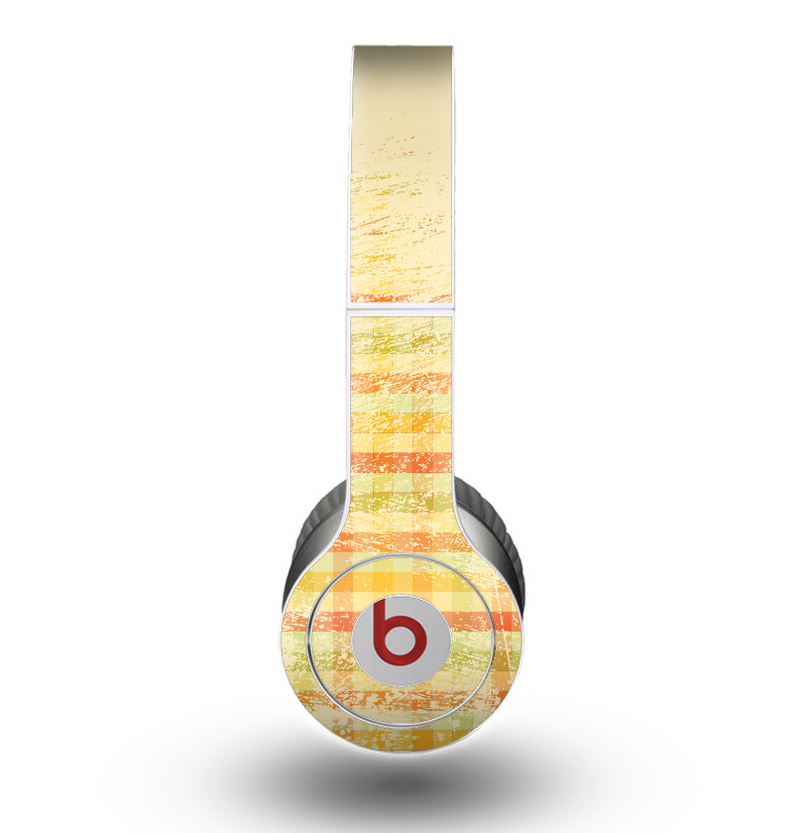 The Scratched Yellow Faded Plaid Skin for the Beats by Dre Original Solo-Solo HD Headphones