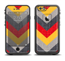 The Scratched Yellow & Red Accented Chevron Pattern V3 Apple iPhone 6/6s LifeProof Fre Case Skin Set