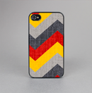 The Scratched Yellow & Red Accented Chevron Pattern V3 Skin-Sert for the Apple iPhone 4-4s Skin-Sert Case
