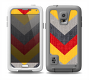 The Scratched Yellow & Red Accented Chevron Pattern V3 Skin Samsung Galaxy S5 frē LifeProof Case