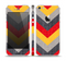 The Scratched Yellow & Red Accented Chevron Pattern V3 Skin Set for the Apple iPhone 5