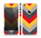 The Scratched Yellow & Red Accented Chevron Pattern V3 Skin Set for the Apple iPhone 5s