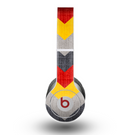 The Scratched Yellow & Red Accented Chevron Pattern V3 Skin for the Beats by Dre Original Solo-Solo HD Headphones